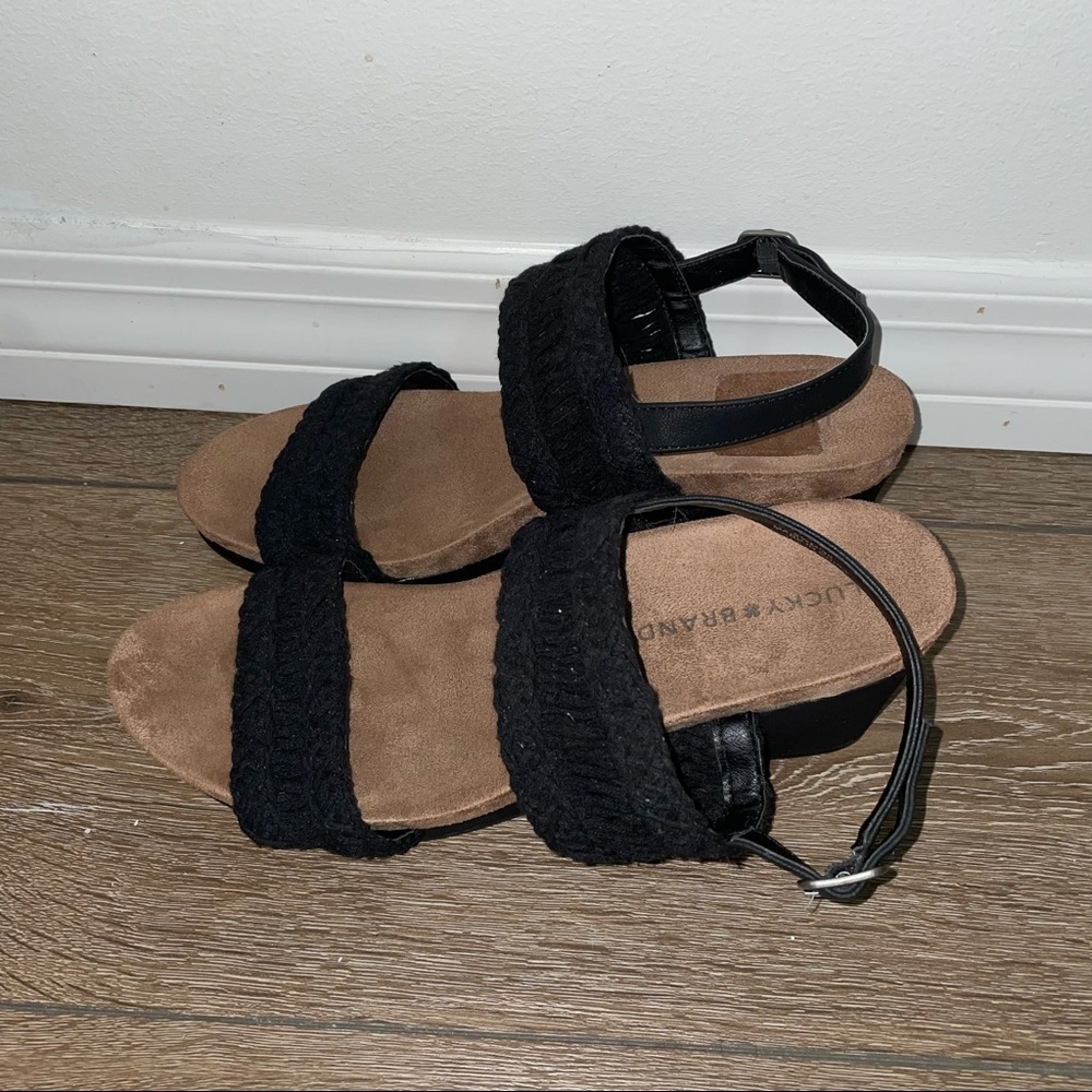 Lucky Brand kemmer Crochet ankle strap wedge sandals Size 8.5